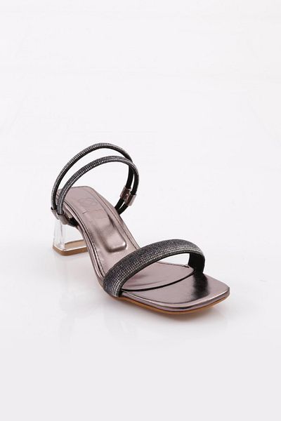 DGN Platinum Metallic Square Toe Women's Heeled Sandals - 10123275