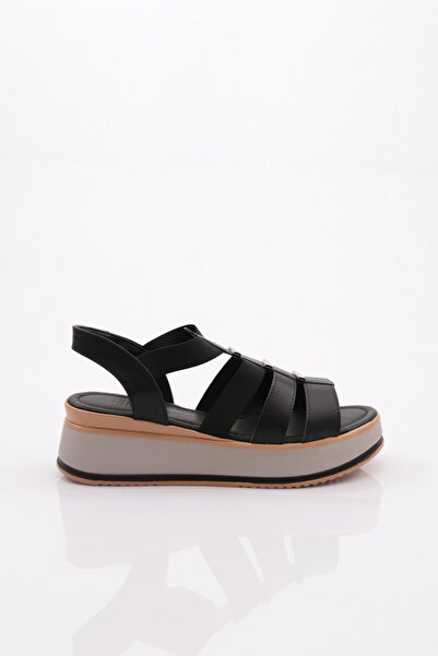 DGN Дамски черни сандали на райе - 229 модел