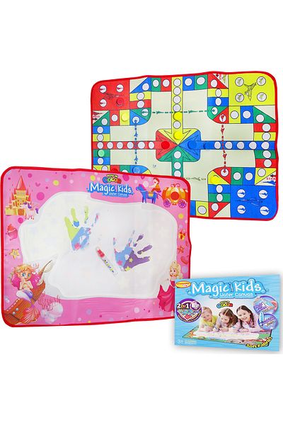 Salamandra Set 2 in 1, Jucarie Educativa si Interactiva Covoras Magic cu Apa si Joc de societate, 78x56 cm