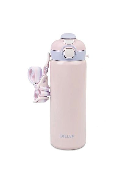DILLER Vagonli̇fe Languages Stainless Steel Use With/Without Straw Flask/Thermos 9073 700ml Pink