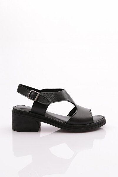 DGN 303 Model - Genuine Leather Black Open Side Women's Sandals