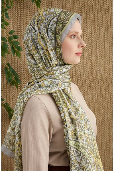 Fatma Atasoy Hera Yellow Ethnic Pattern Shawl
