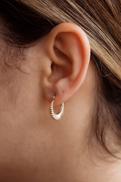 SEMİZ KUYUMCULUK İstiridye Altın Halka Küpe