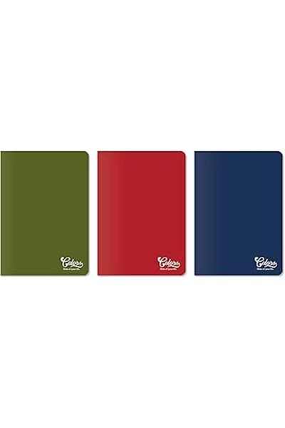 Mu Art Meteksan Colors Office Series, A5 60 Sheets Ruled Cardboard Cover Notebook 3 Pack, Red, Blue,