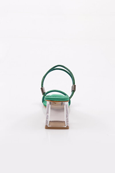 DGN Zelené saténové dámské sandály se čtvercovou špičkou - 10123275