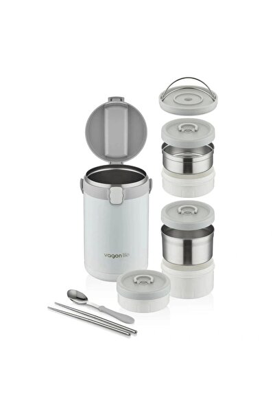 Vagonlife Vagonli̇fe Steel Lunch Box Single Chamber Two Compartment Lunch Box Bl10089 2100 ml