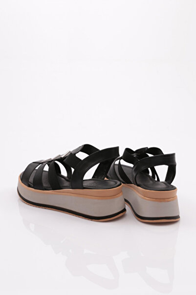 DGN Women's Black Striped Sandals - 229 Model