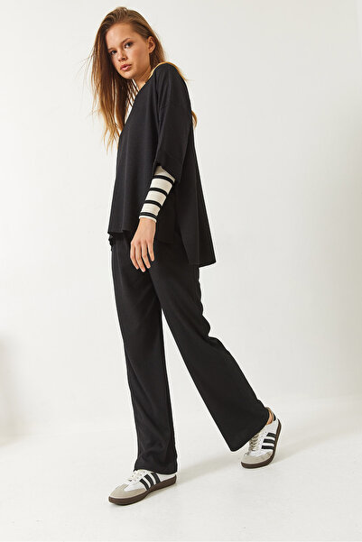 Bianco Lucci Women's Half Sleeve Palazzo Pants Crew Neck Bottom-Top Set 60261466