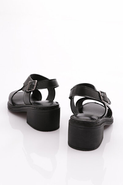 DGN 303 Model - Genuine Leather Black Open Side Women's Sandals