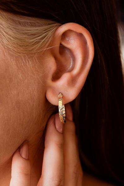 SEMİZ KUYUMCULUK Cimarlı Yeni Halka Altın Küpe