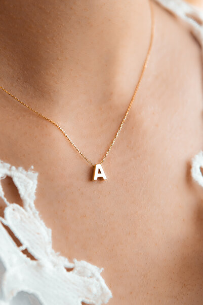 SEMİZ KUYUMCULUK 14 Ayar Minimal A Harf Altın Kolye