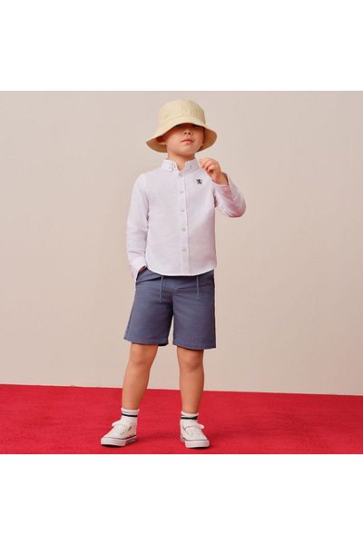 Giordano Kids' Cotton Oxford Shirt: Full Button, Embroidered & Garment Washed