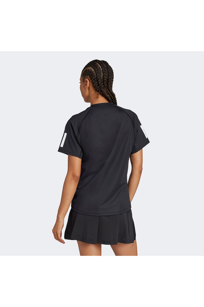 adidas Club 3 Stripes Climacool γυναικείο μαύρο μπλουζάκι τένις