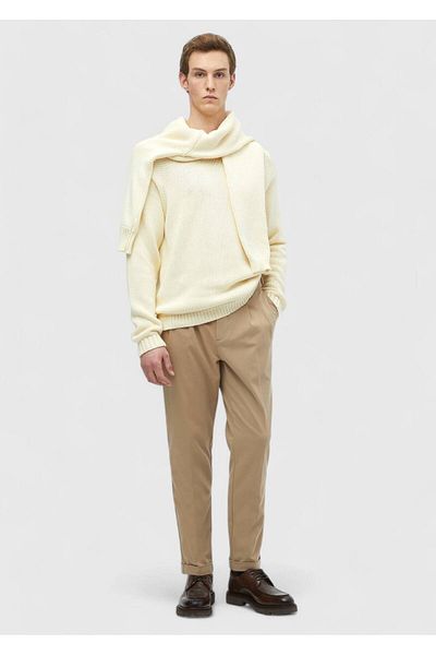 Ramsey Ecru Thessaloniki Crew Neck 100% Cotton Knitwear