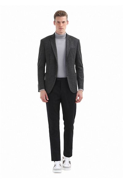 Ramsey Πλεκτό μπουφάν Anthracite Slim Fit - Απλό Zeroweight, Μικτό μαλλί
