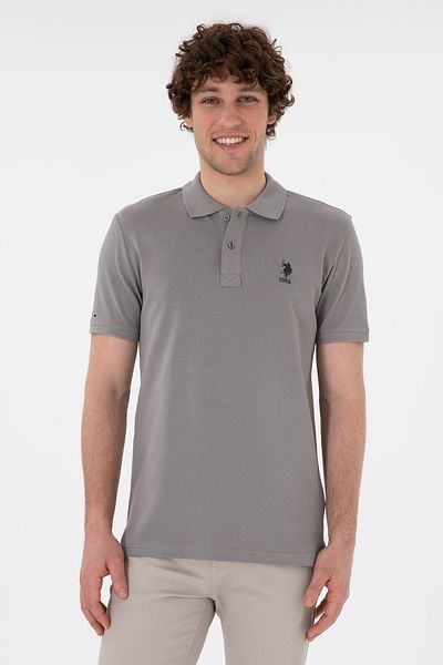 U.S. Polo Assn. Tricou de bază pentru bărbați, slim fit, cu gât polo, gri închis 50298041-VR080