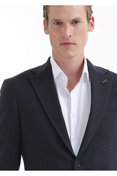 Ramsey Lacivert Düz Zeroweight Slim Fit Pamuk Karışımlı Örme Takım Elbise