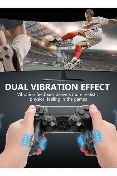 FlashHawk Bluetooth Wireless Game Controller for PS4/PC/iOS/Android with Dual Vibration, - Dark Black