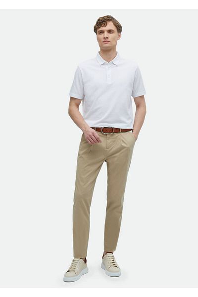 Ramsey Μπλουζάκι Polo Neck Λευκό 100% βαμβάκι