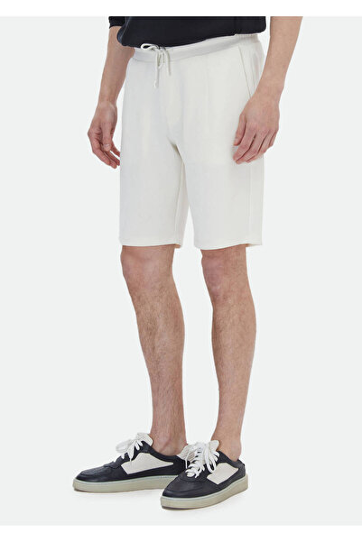 Ramsey Ekru Düz Örme Jogging Fit Casual Bermuda