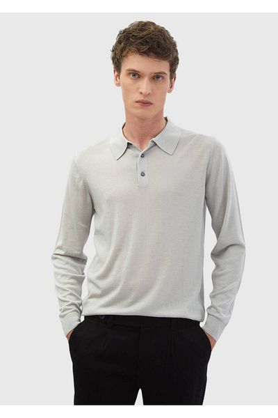 Ramsey Polo Collar Wool Blended Plain Knitted Knitwear