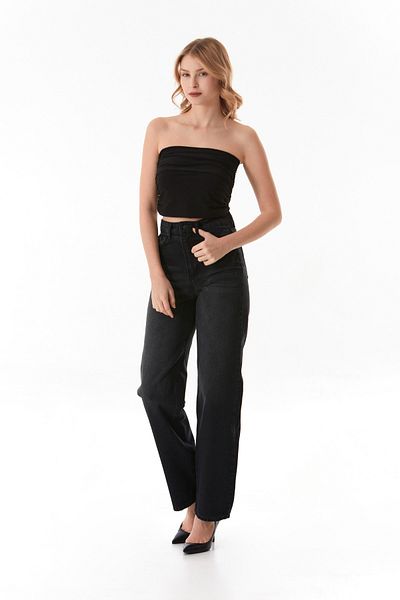 Fulla Moda Basic Strapless Bustier με ντραπέ στα πλαϊνά