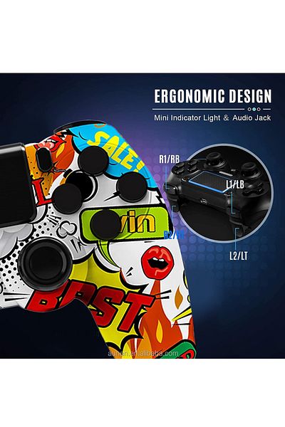 FlashHawk Camouflage Wireless Controller for PlayStation 4/PC/Steam with Gyroscope and Dual Vibration