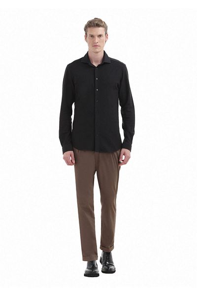 Ramsey Черна ежедневна риза Slim Fit - 100% памук
