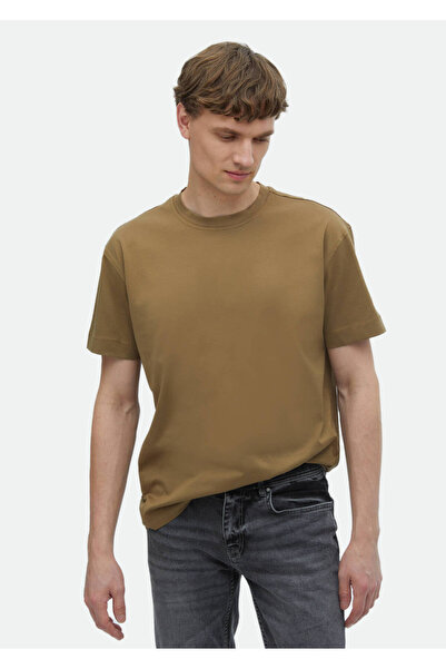 Ramsey Μπλουζάκι από 100% βαμβακερό λαιμόκοψη από μαλλιά Camel Plain Crew