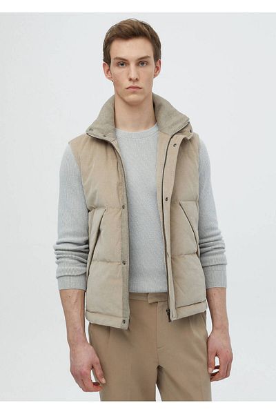 Ramsey Beige Cotton Blended Woven Sports Vest