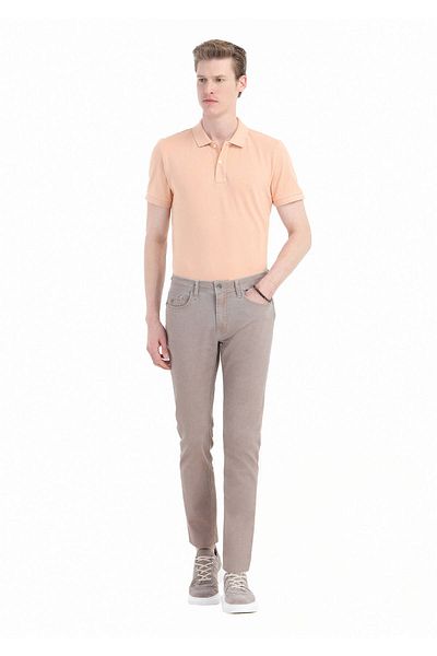 Ramsey Mink Slim Fit Casual βαμβακερό παντελόνι - Απλό ύφανση