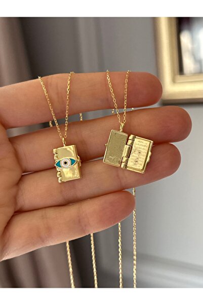 emy by emel luxury silver jewelry Altın Kaplama Kapaklı Dua Kolye 925 Ayar Gümüş