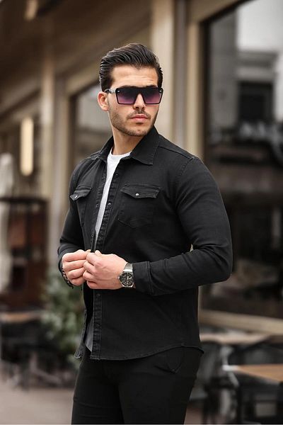 YNGMENCLASS Lycra Slimfit деним риза