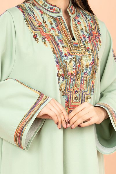 IKKXA Solid Embroidered Jalabiya