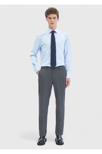 Ramsey Gray Plain Woven Jogging Fit Casual Trousers