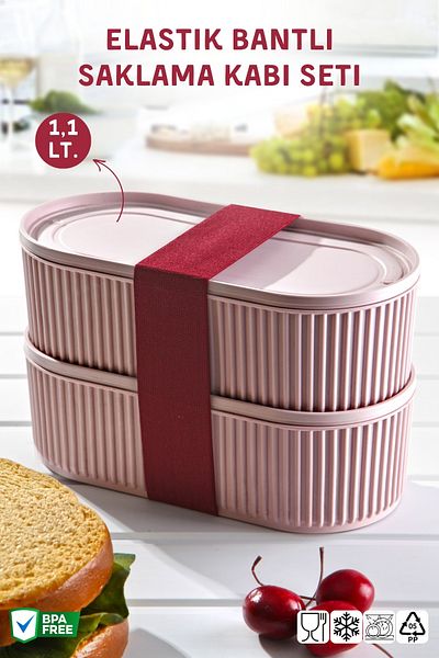 Nandy Home 1.1 Liters 2Pcs Storage Set with Elastic Band