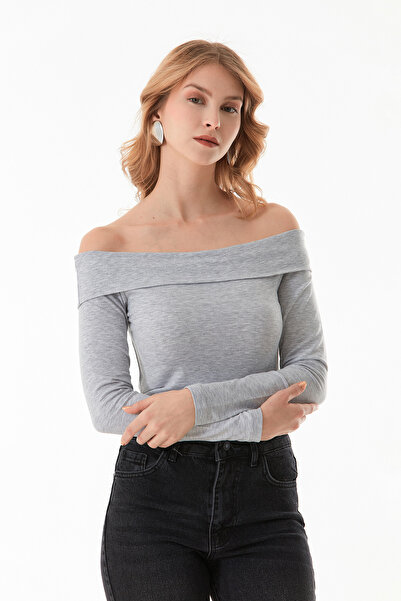 Fulla Moda Βασική μπλούζα με γιακά Madonna