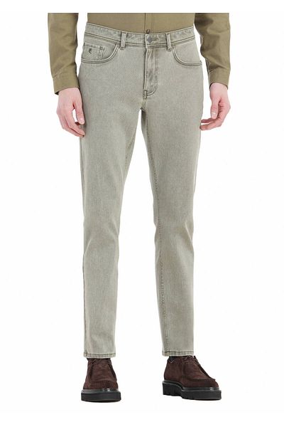 Ramsey Χακί μοτίβο Slim Fit Cotton Blend - Casual Παντελόνι