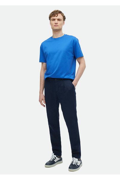 Ramsey Tricou albastru cu decolteu 100% bumbac