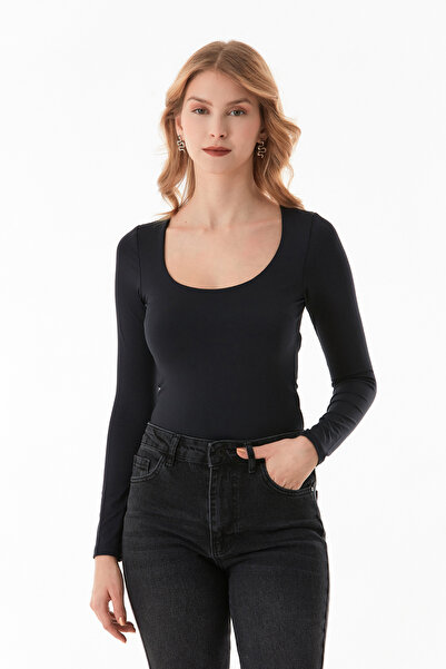 Fulla Moda Βασική μπλούζα με τετράγωνο λαιμό