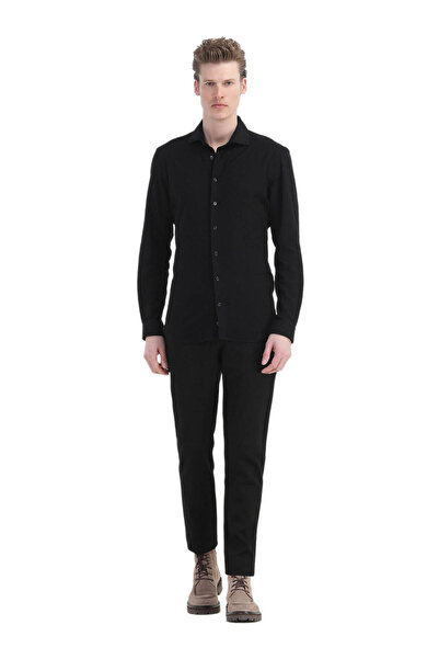 Ramsey Повсякденна чорна сорочка в смужку з 100% бавовни