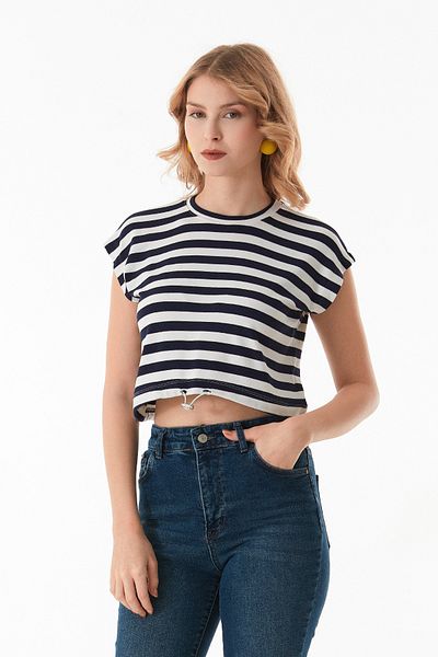 Fulla Moda Modal Sleeveless T-Shirt with Striped Stopper