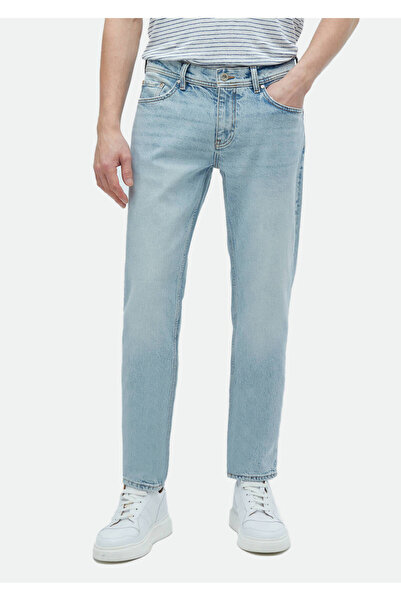 Ramsey Mavi Düz Regular Fit Denim Pamuk Karışımlı Pantolon