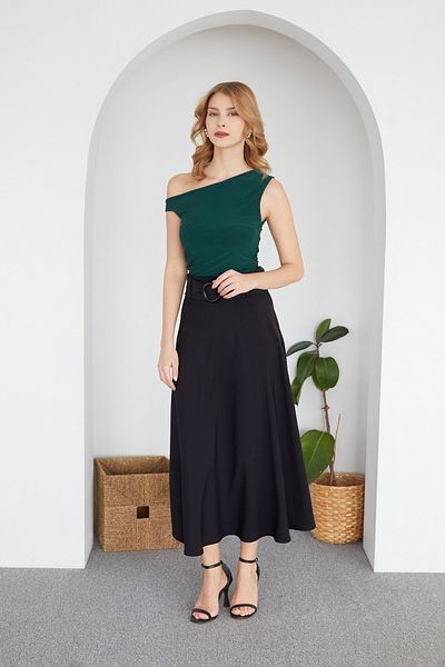 Fulla Moda Fusta maxi lungime în linie A cu centură în talie