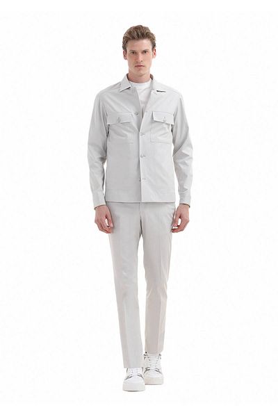 Ramsey Costum de afaceri, gri deschis, în amestec de bumbac, cu potrivire confortabilă