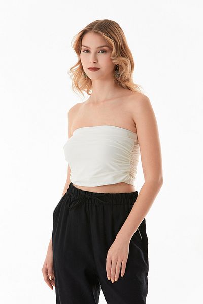 Fulla Moda Basic Strapless Bustier with Draped Sides