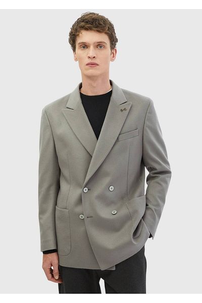 Ramsey Gray Plain Comfort Fit 100% Wool Jacket