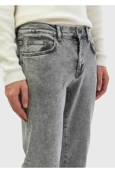 Ramsey Gray Straight Regular Fit Denim 100% Cotton Trousers