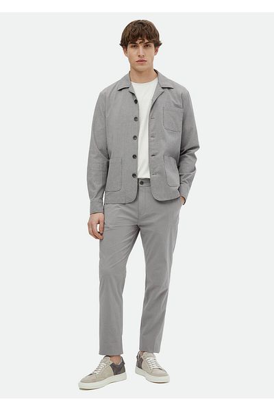 Ramsey Γκρι μπλουζάκι Casual Fit υφαντό βαμβακερό μείγμα