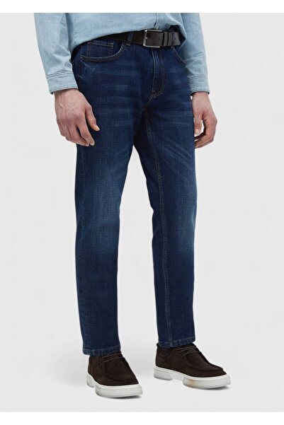 Ramsey Παντελόνι με μείγμα βαμβακιού τζιν με ίσια λεπτή εφαρμογή Navy Blue